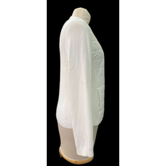 Croft & Barrow Quilted Sweater/Jacket Winter White Sz. L Full Zip - Picture 7 of 14